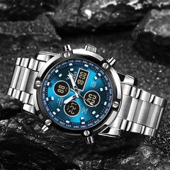 OLEVS 1106 Heavy Duty Dual Display Chronograph Watch for Men - All Black Watch | Olevs Watch Store