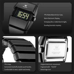 OLEVS 1112 Futuristic Cyber Cuff Digital Watch for Men - All Black Watch | Olevs Watch Store