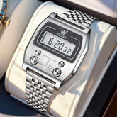 OLEVS 1113 Vintage Retro Digital Steel Watch for Men Women - Silver Black Watch | Olevs Watch Store