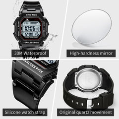 OLEVS 1119 Classic Retro Octagon Digital Sport Watch Unisex - All Black Watch | Olevs Watch Store