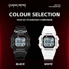 OLEVS 1119 Classic Retro Octagon Digital Sport Watch Unisex - All Black Watch | Olevs Watch Store