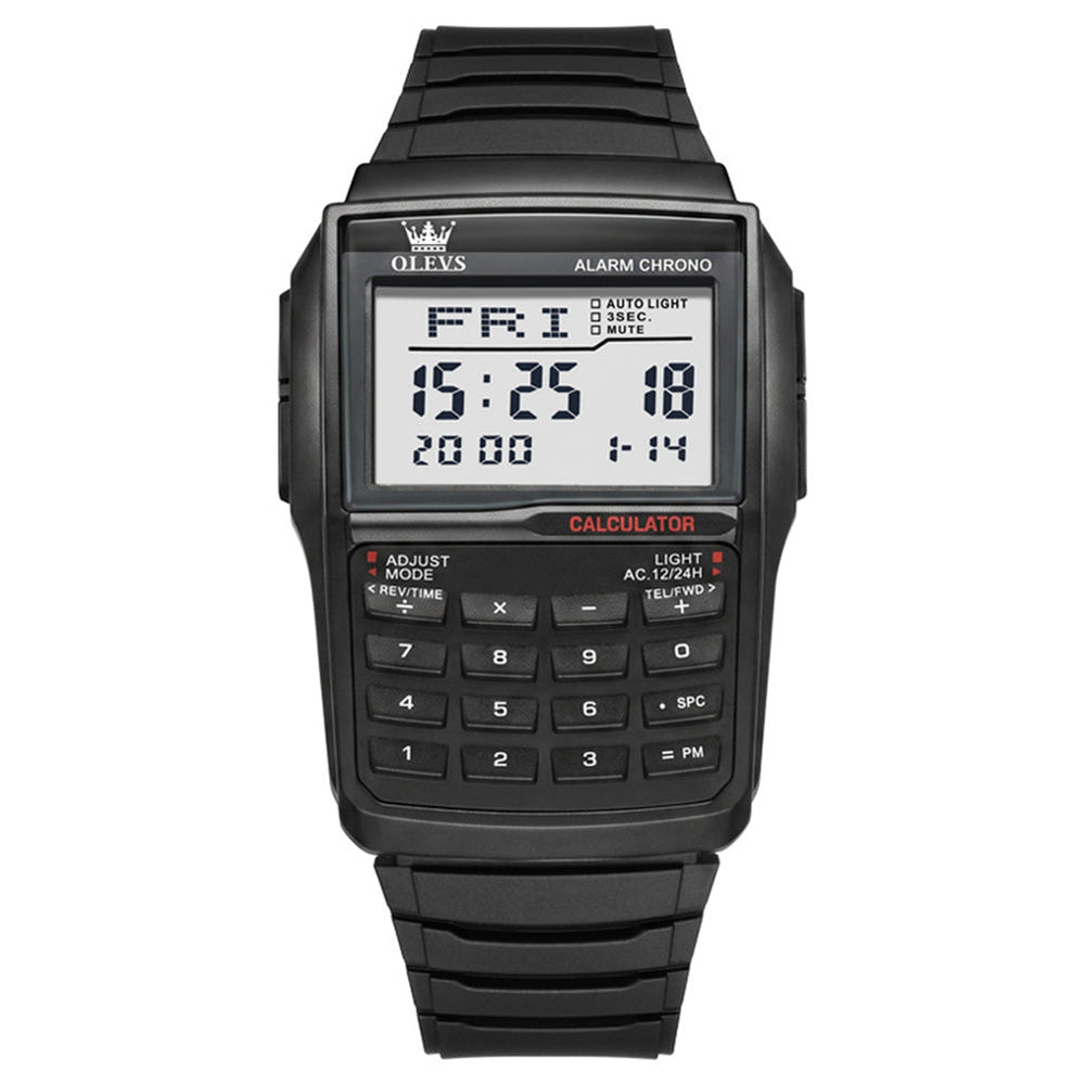 retro digital calculator watch view 2 - OLEVS 1126
