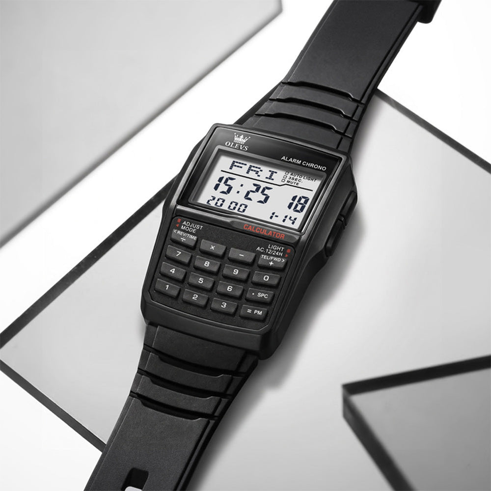 retro digital calculator watch view 8 - OLEVS 1126