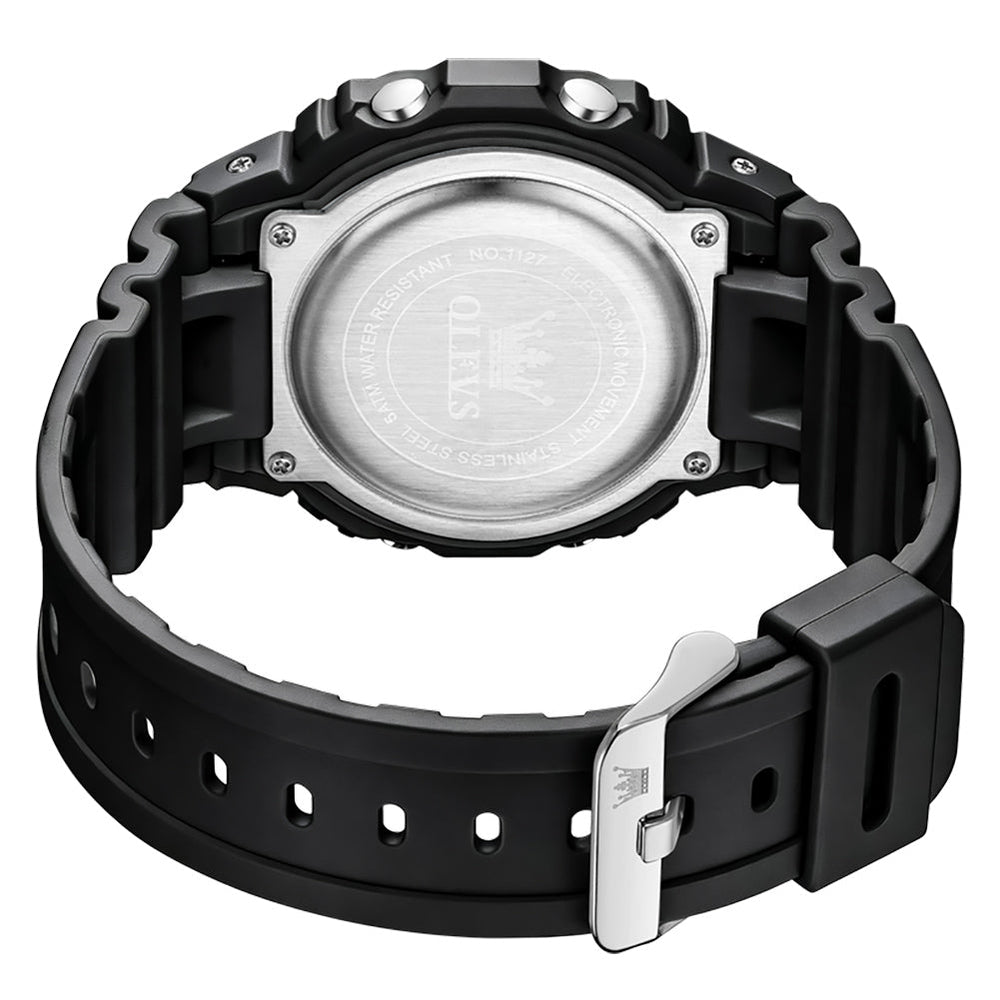 Black resin strap buckle and case back - OLEVS 1127