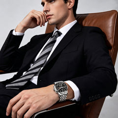 blue dial chronograph lifestyle - OLEVS 2718