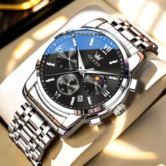 silver gray watch angle view - OLEVS 2718
