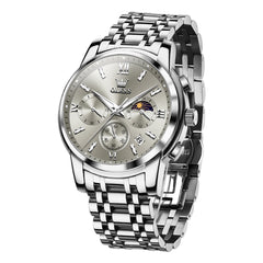 silver gray chronograph quartz watch - OLEVS 2718