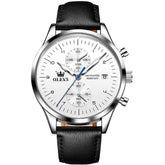OLEVS 2880 Minimalist Slim Dress Chronograph Watch for Men - Silver White Watch | Olevs Watch Store