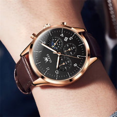 OLEVS 2882 Luxury Moon Phase Chronograph Watch for Men - All Black Watch | Olevs Watch Store