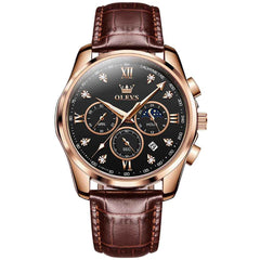 OLEVS 2888 – Men's Leather Chronograph Moon Phase Watch