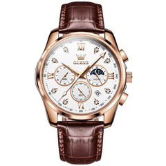 OLEVS 2888 – Men's Leather Chronograph Moon Phase Watch