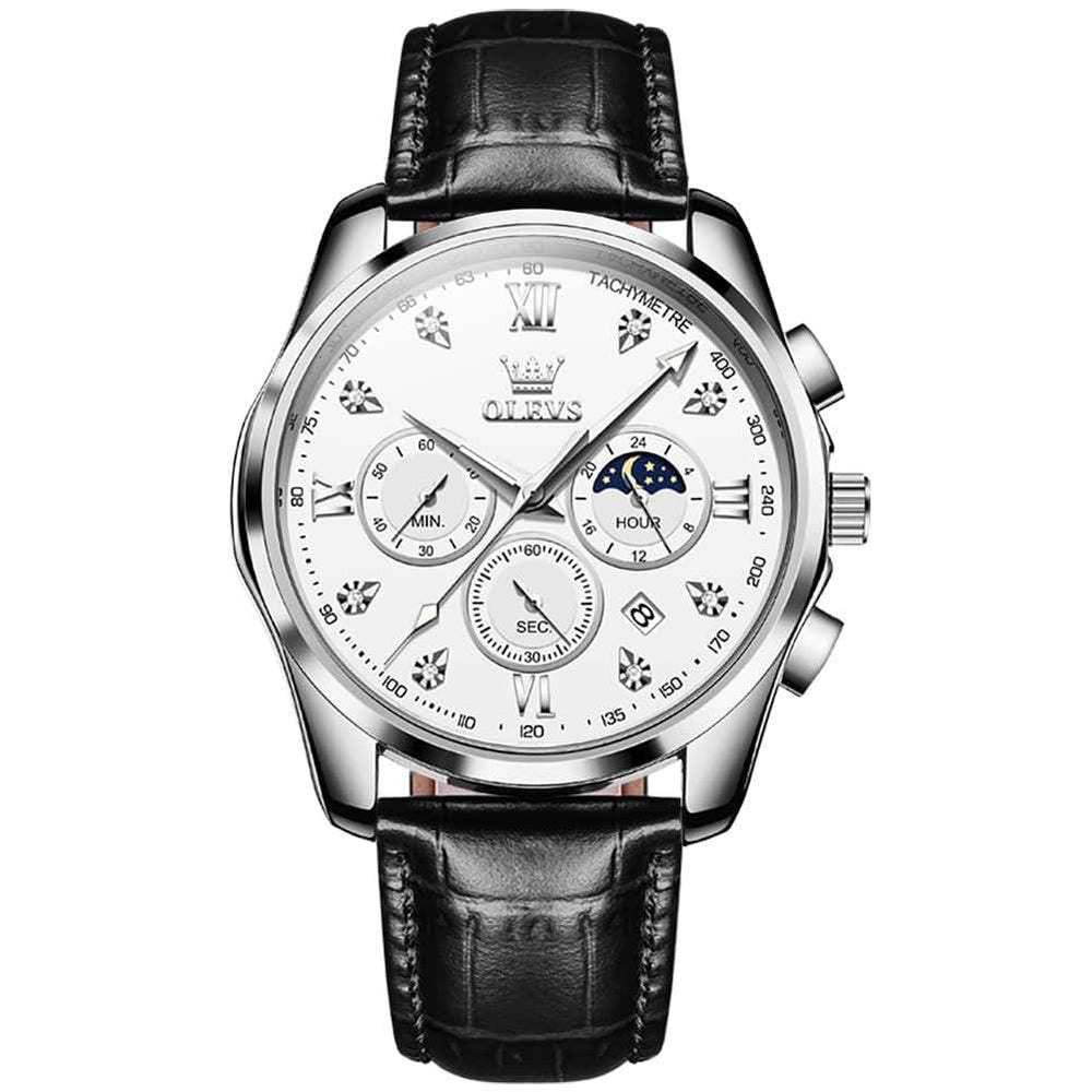 OLEVS 2888 – Men's Leather Chronograph Moon Phase Watch