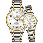 OLEVS 2891 Classic Digital Dial Couples Watch Set for Men Women - Intergolden White Watch | Olevs Watch Store