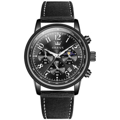 OLEVS 2912 – Men's Leather Chronograph Moon Phase Watch