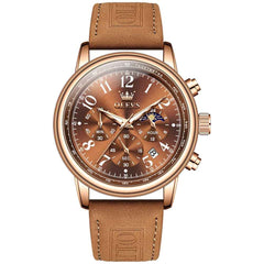 OLEVS 2912 – Men's Leather Chronograph Moon Phase Watch