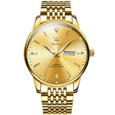 OLEVS 2929 Minimalist Day Date Quartz Watch for Men - All Gold Watch | Olevs Watch Store