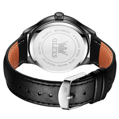 OLEVS 2931 Minimalist Leather Quartz Watch for Men - All Black Watch | Olevs Watch Store