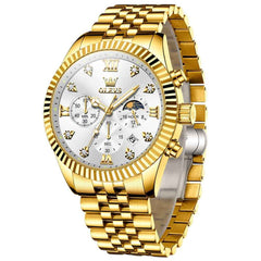 OLEVS 2932 – Men's Luxury Gold Fluted Bezel Quartz Watch