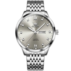 OLEVS 2943 Ultra Thin Diamond Dial Quartz Watch for Men - Silver White Watch | Olevs Watch Store