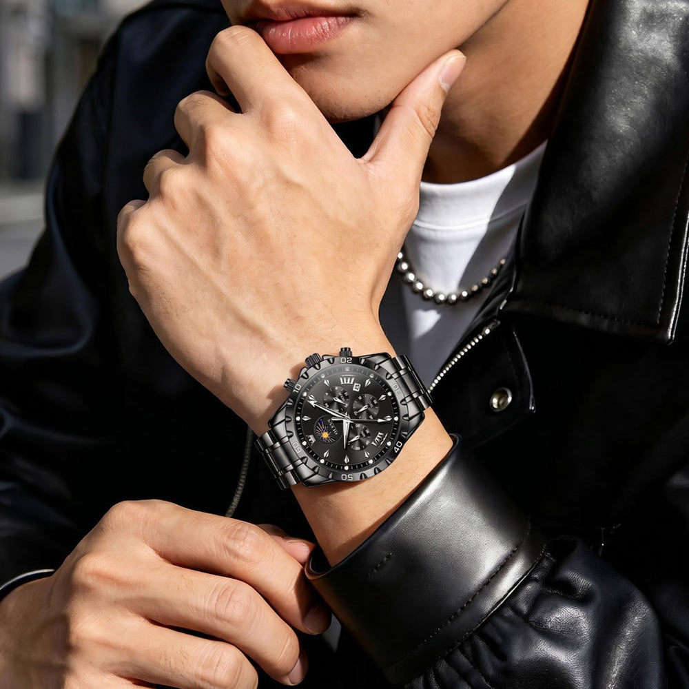 steel quartz chronograph watch view 102 - OLEVS 2949