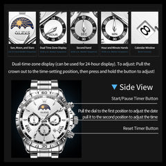 steel quartz chronograph watch view 132 - OLEVS 2949