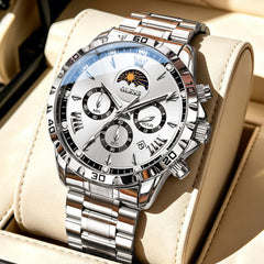 steel quartz chronograph watch view 15 - OLEVS 2949