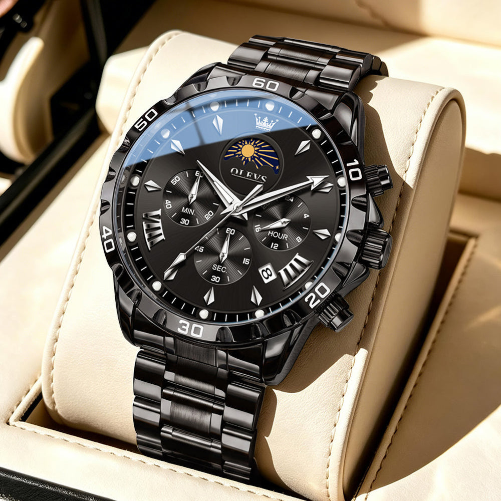 steel quartz chronograph watch view 18 - OLEVS 2949
