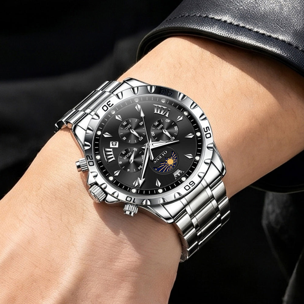 steel quartz chronograph watch view 64 - OLEVS 2949