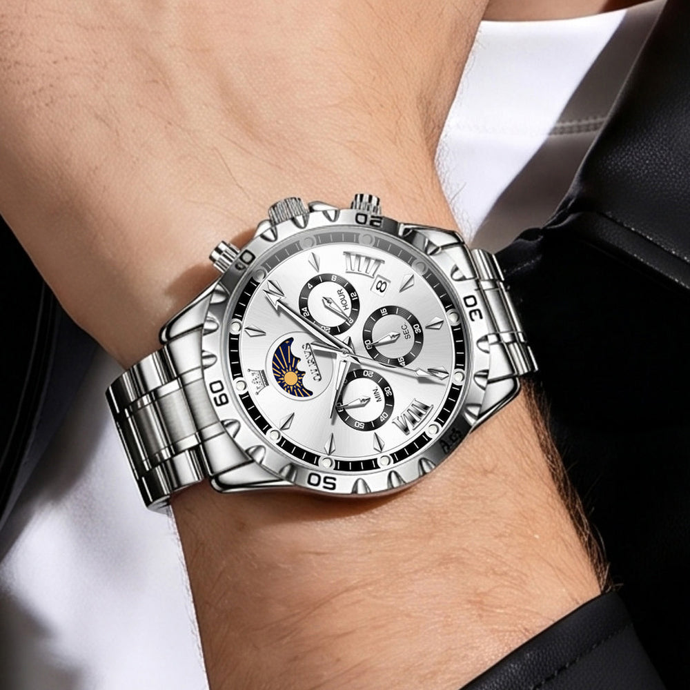 steel quartz chronograph watch view 85 - OLEVS 2949