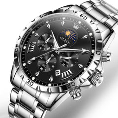 steel quartz chronograph watch view 8 - OLEVS 2949