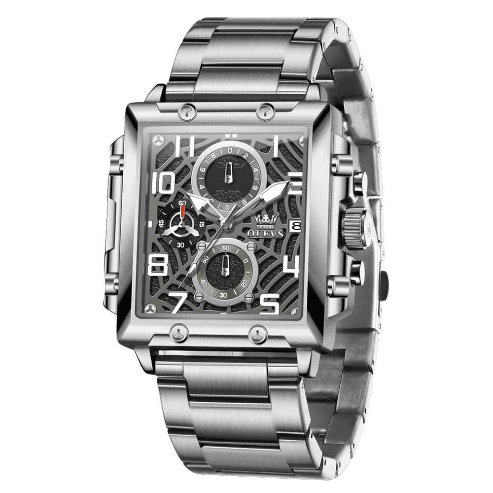 OLEVS 2958 – Men's Square Skeleton Chronograph Watch