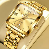 OLEVS 2969 Square Classic Quartz Watch for Men - All Gold Watch | Olevs Watch Store
