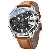 OLEVS 2978 Oversized 50mm Chronograph Quartz Watch for Men - Silver Black Brown Watch | Olevs Watch Store