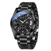 OLEVS 2987 Stainless Steel Chronograph Quartz Watch for Men - All Black Watch | Olevs Watch Store