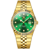 OLEVS 2989 Steel Luminous Dress Watch for Men - Gold Green Watch | Olevs Watch Store