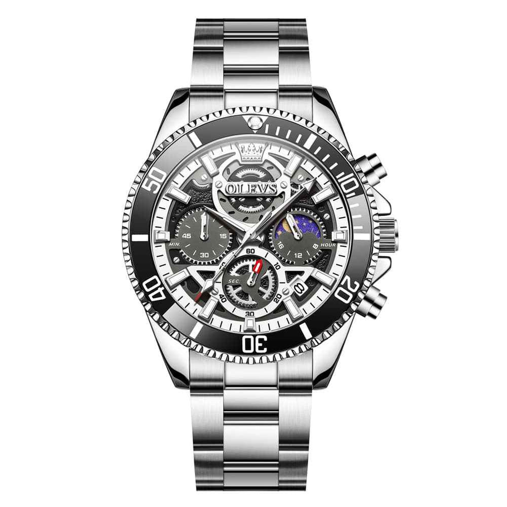 OLEVS 2990 – Men's Textured Steel Luminous Sport Watch