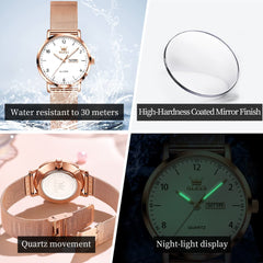 OLEVS 2996N Milanese Steel Minimalist Quartz Watch for Women - All Black Watch | Olevs Watch Store