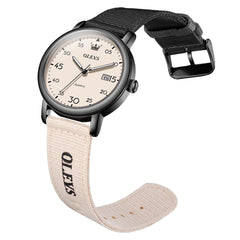 OLEVS 2997 Nylon Strap American Vintage Quartz Watch for Men and Women - Black Watch | Olevs Watch Store