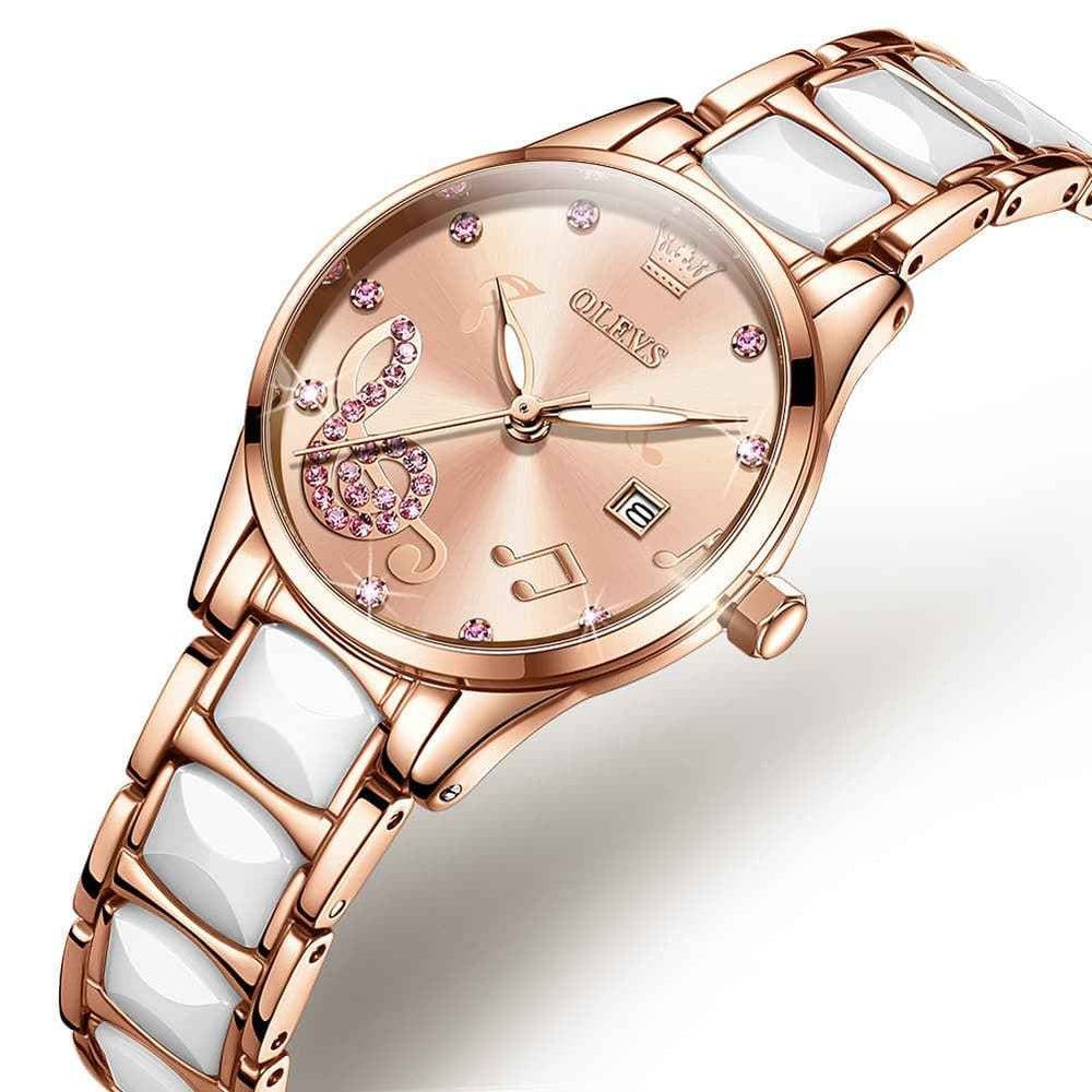 OLEVS 3605 – Women's Ceramic Musical Note Quartz Watch