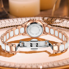 OLEVS 3605 Ceramic Musical Note Quartz Watch for Women - Rose Pink Watch | Olevs Watch Store