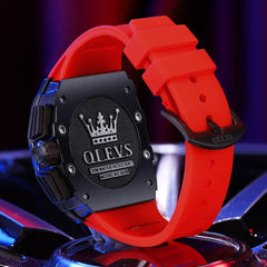 OLEVS 3608 Tonneau Sports Quartz Watch for Men - Cool Black Watch | Olevs Watch Store