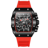 OLEVS 3608 Tonneau Sports Quartz Watch for Men - Armor Red Watch | Olevs Watch Store