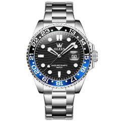 OLEVS 3610 Dive Style Steel Quartz Watch for Men - Black Gold Watch | Olevs Watch Store