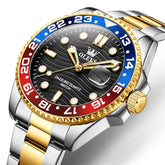OLEVS 3610 Dive Style Steel Quartz Watch for Men - Two Tone Blue Red Watch | Olevs Watch Store