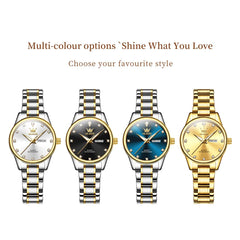 OLEVS 3612 Diamond Dial Quartz Steel Watch for Women - All Gold Watch | Olevs Watch Store