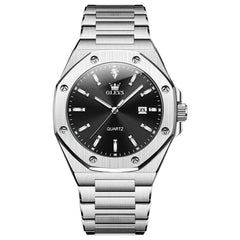 OLEVS 3613 – Men's Octagonal Bezel Quartz Steel Watch