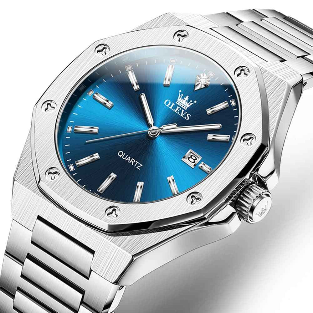 OLEVS 3613 – Men's Octagonal Bezel Quartz Steel Watch