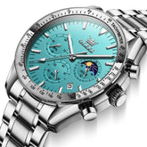 OLEVS 3618 Chronograph Moon Phase Quartz Watch for Men - Ice Blue Watch | Olevs Watch Store