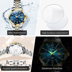 OLEVS 3620 Classic Diamond Quartz Steel Watch for Women - All Gold Watch | Olevs Watch Store