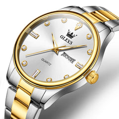 OLEVS 3621 Minimalist Diamond Quartz Watch for Men - All Gold Watch | Olevs Watch Store